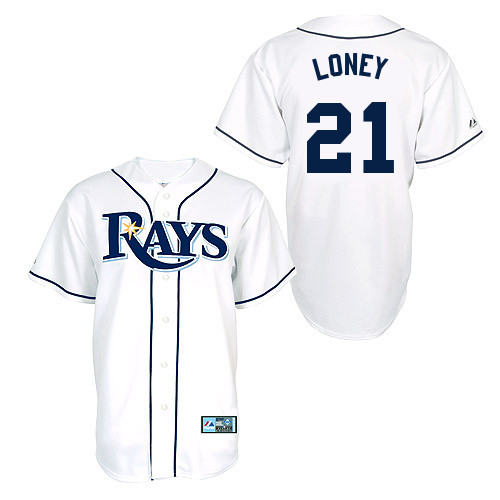 James Loney #21 Youth Baseball Jersey-Tampa Bay Rays Authentic Home White Cool Base MLB Jersey
